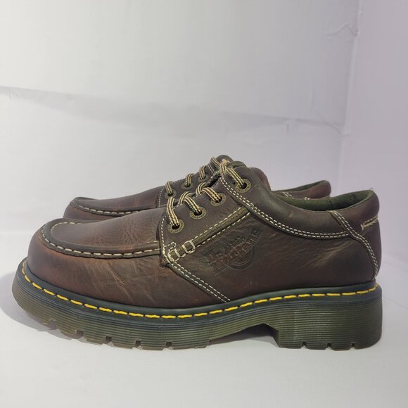 Dr. Martens 8A47 Men’s Size 9M Brown Leather 4 Eye Lace Up Chunky Oxford Shoes - Picture 3 of 11